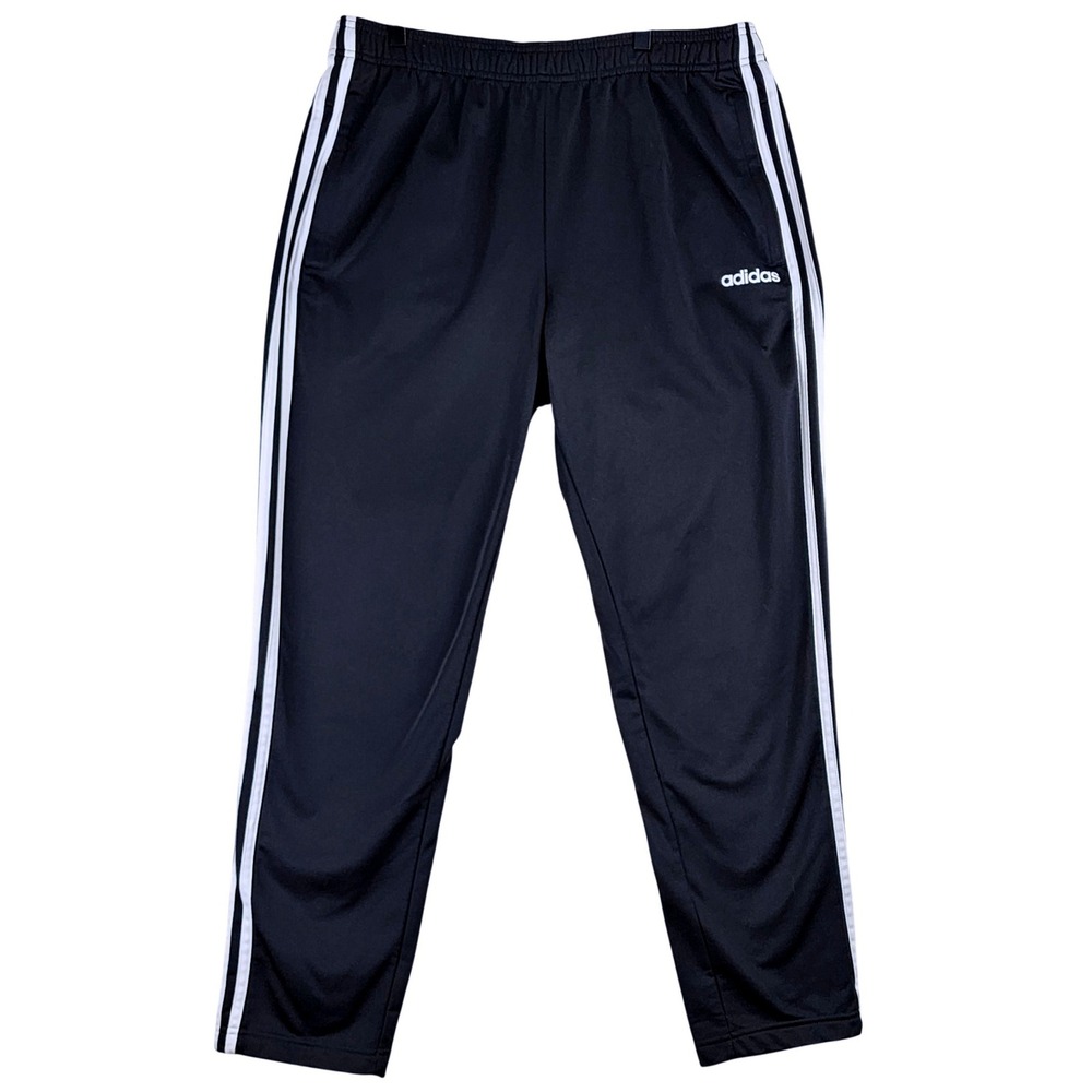 adidas Essentials 3-Stripe Track Pants Mens L Black‎ White Athletic Sportswear